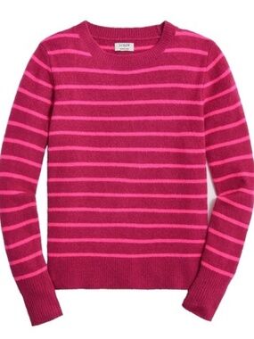 GUC J Crew Striped Pink Sweater Size L - Extra Soft Yarn